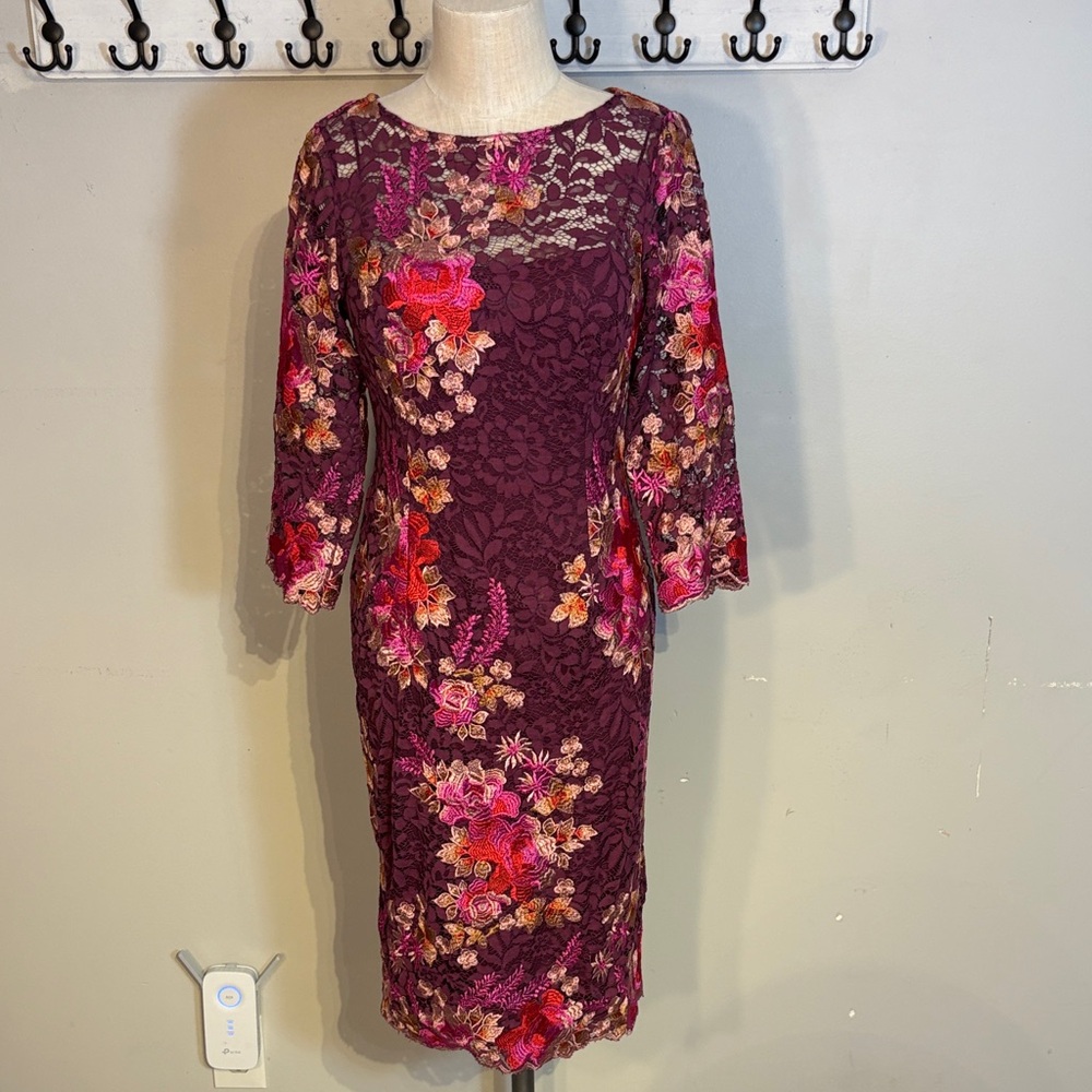 Elegant Floral Long Sleeve Dress by Adrianna Papell